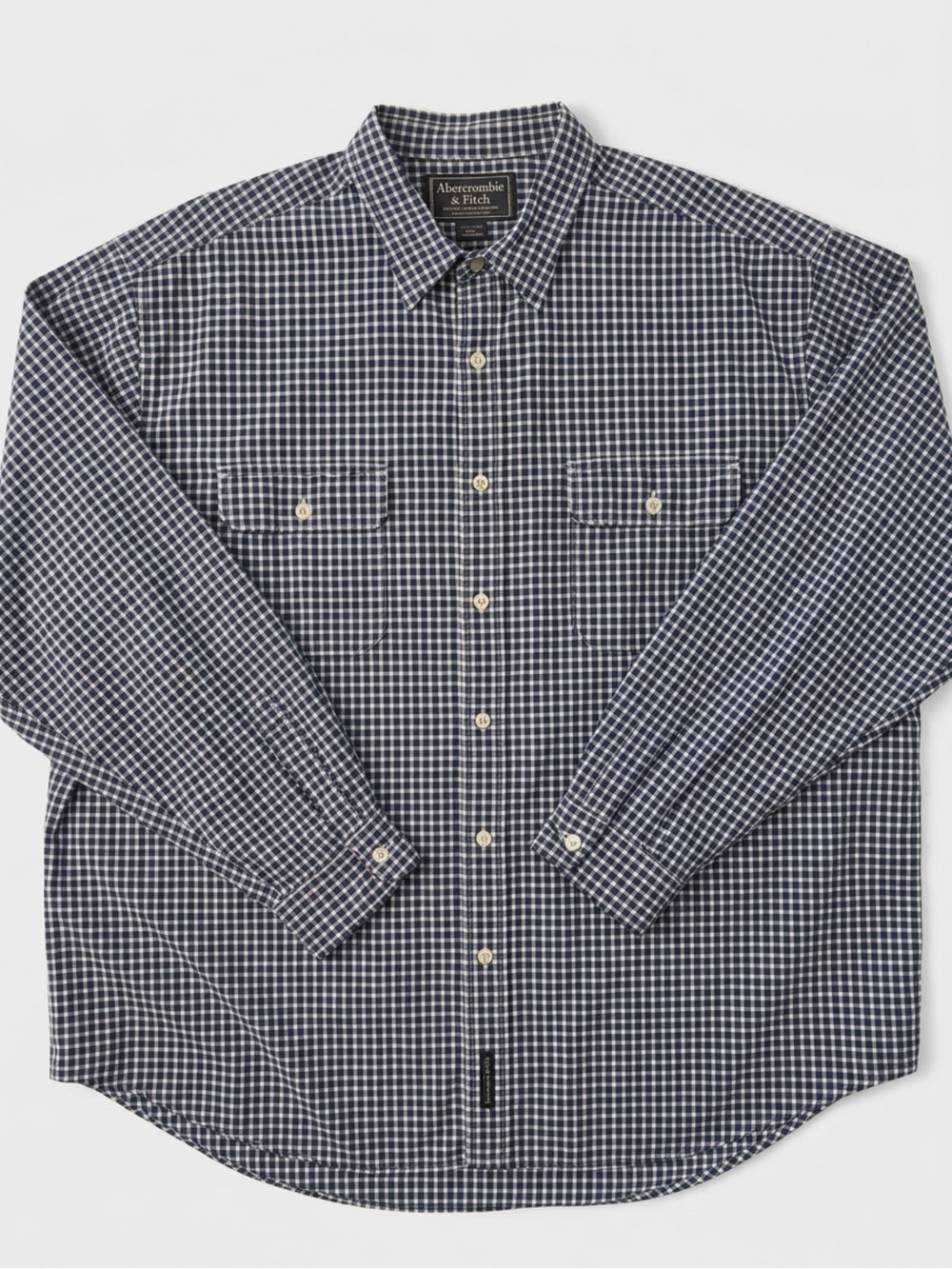 Vintage Y2K Abercrombie & Fitch Navy and White Check Button-Down Shirt